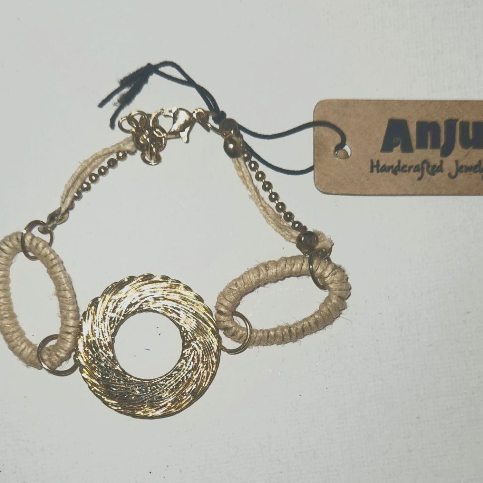 Anju Boutique Handcrafted Gold Circular Braided Grounding Bracelet.